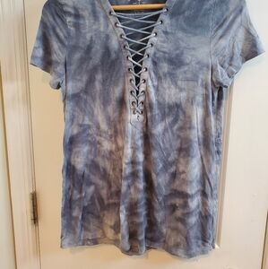 Bundle Only: American Eagle Soft & Sexy Lace Up Top Women's S Gray Tie Dye